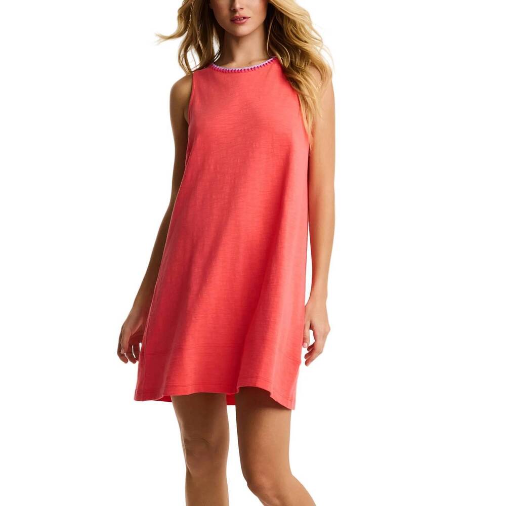 NEW LISA TODD summer swing mini dress in coral poppy